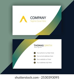Green business card template with an abstract style. Modern black and green business card design in free vector format. Design of modern carved business cards. Vector design of a digital soft green bu