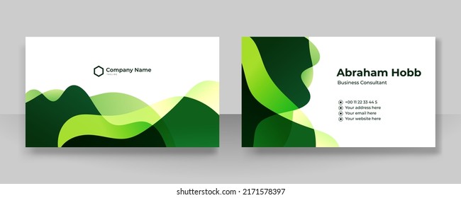 Green business card template with modern corporate concept vector design
