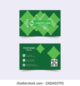 Green business card template. Vector illustration.