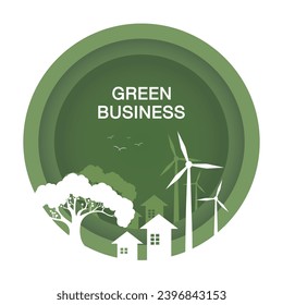 Green business concept for sustainable business, green vector illustration.