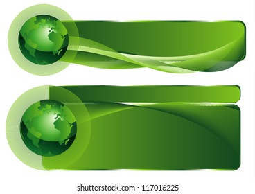 Green business elegant abstract background with globe