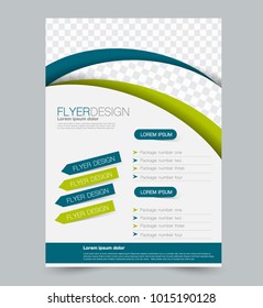 Green business flyer. a4 pribtable poster or brochure. Vector illustration.