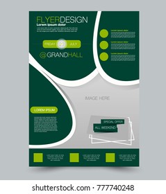 Green business flyer. a4 pribtable poster. Vector illustration.