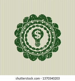 Green business idea icon inside rubber grunge texture stamp