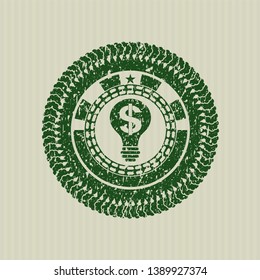 Green business idea icon inside rubber grunge seal