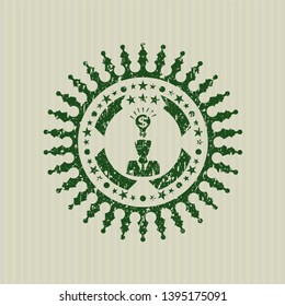 Green business idea icon inside rubber seal