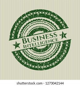 Green Business Intelligence distressed with rubber seal texture
