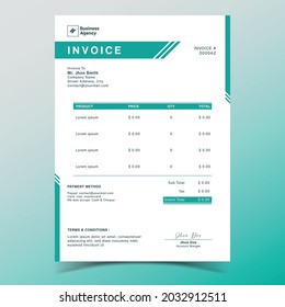 Green Business Invoice Design Template