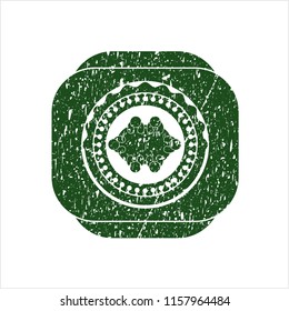 Green business meeting teamwork icon inside distressed with rubber seal texture