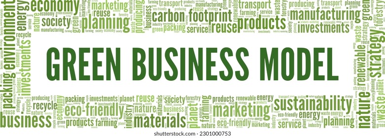 Green Business Model word cloud conceptual design isolated on white background.