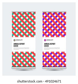 Green business multipurpose rollup design template vector, Business cover presentation abstract geometric background, modern banner free standing, advertisement. Vector illustration
