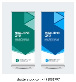 Grüne Business Multipurpose Rollup Design Template Vektorgrafik, Business Cover Präsentation abstrakter geometrischer Hintergrund, modernes Banner-freies Stehen, Werbung. Vektorgrafik