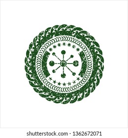 Green business network icon inside rubber grunge stamp