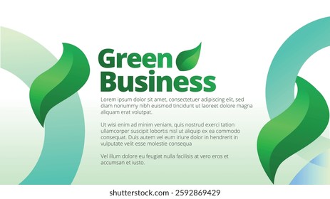 Green Business presentation concept. presentation templates corporate business annual report layout. abstract green leafs with line gradient clean look vector template 