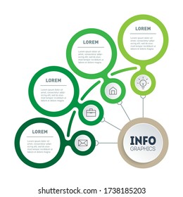 Presentación de Green Business o concepto de infografía con 4 pasos. Un cuarto de círculo. Plantilla de Infografía de la tecnología o el proceso de educación ecológica con cuatro opciones. Informe anual por segmentos.