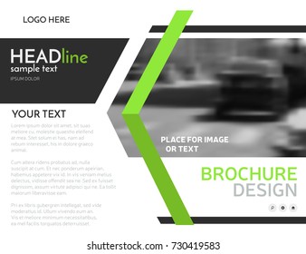Green business presentation template, minimal brochure design. Modern technology leaflet layout, vector corporate identity magazine cover
