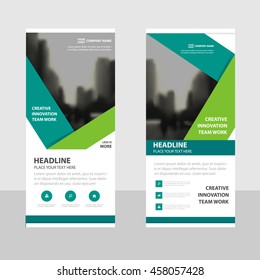 Green Business Roll Up Banner flat design template ,Abstract Geometric banner template Vector illustration set