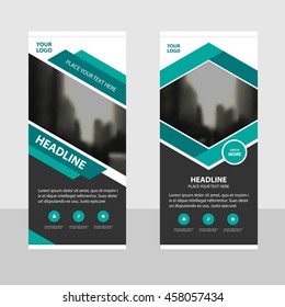 Green Business Roll Up Banner flat design template ,Abstract Geometric banner template Vector illustration set