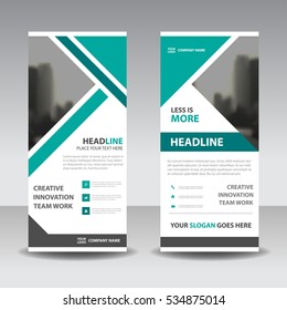 Green Business Roll Up Banner flat design template ,Abstract Geometric banner  Vector illustration set, abstract presentation brochure flyer vertical  vector