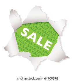Green business sale paper explode icon with shadow