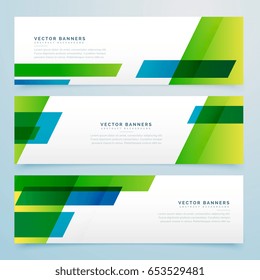 green business style geometric banners set