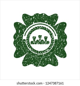Green business teamwork icon inside grunge style stamp