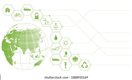 Green Business template and background for Global Sustainability concept, Vector illustration