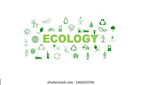 Green Business template and background for Sustainability and Ecology concept with flat icons