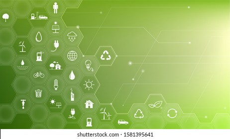 Green Business template and background for Sustainability concept with flat icons