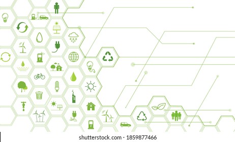 Green Business template and background for Sustainability concept with flat icons - Shutterstock ID 1859877466