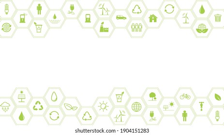 Green Business Template And Background For Sustainability Concept With Flat Icons