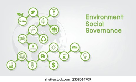 Green Business template and background for Sustainability development and ESG concept with flat icons, vector illustration