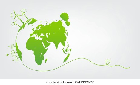 Green Business template and background for World environment day, Eco friendly, Green city and sustainability development concept, vector illustration