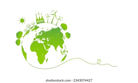 Green Business template and background for World environment day, Eco friendly, Green city and sustainability development concept, vector illustration