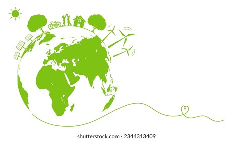 Green Business Template and background of World environment Day, Eco-friendly, Green City and Sustainability Development Concept, Vektorgrafik