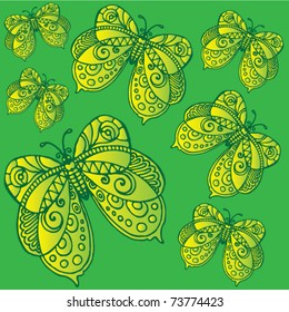 green butterflies
