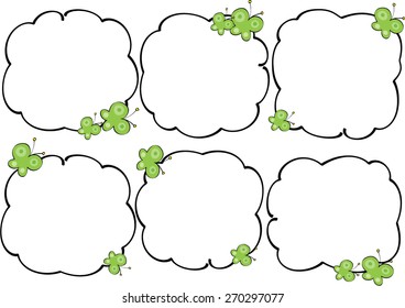 green butterflies with speech bubble