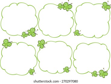 green butterflies with speech bubble