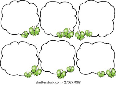 green butterflies with speech bubble