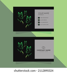 Green Butterfly Business Card Template