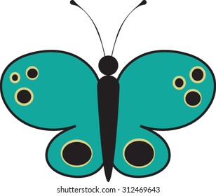 Green - Butterfly - Cartoon - Vector - Illustration