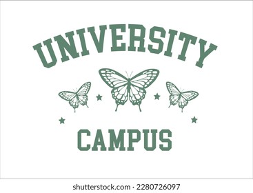 green butterfly hand drawn design university campus