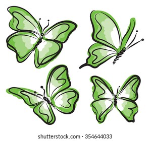 green butterfly illustration