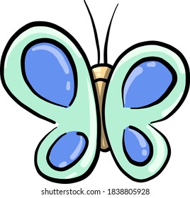 Mariposa verde, ilustración, vector sobre fondo blanco
