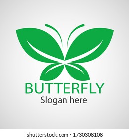 Green butterfly leaf template icon vector