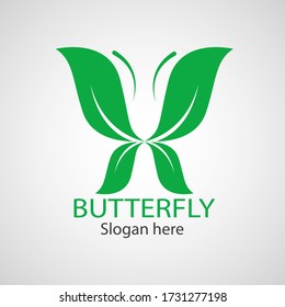 Green butterfly leaf template icon vector