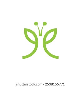 green butterfly logo design illustration