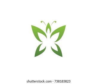 Green butterfly logo design template