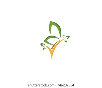 Green butterfly logo design template