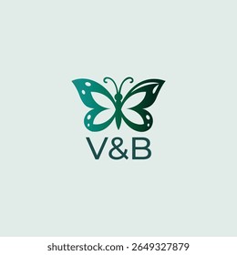 Green butterfly logo design V B